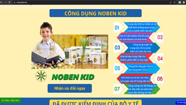 Cốm Noben Kid Nhân viên tư vấn “nổ” công dụng như thần dược để “loè” người mua