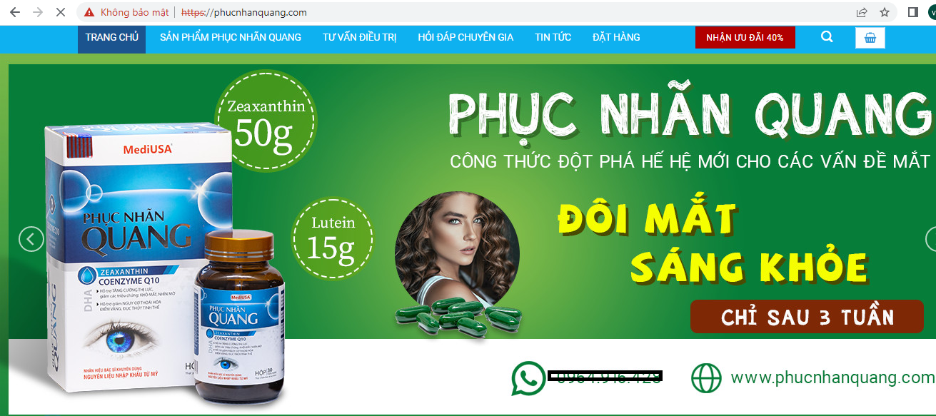 Nhiều website quảng cáo sản phẩm Phục nhãn quang gây hiểu như thuốc chữa bệnh