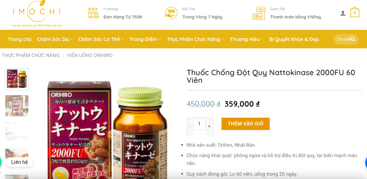 Viên uống Orihiro Nattokinase capsules được quảng cáo như thuốc chữa bệnh