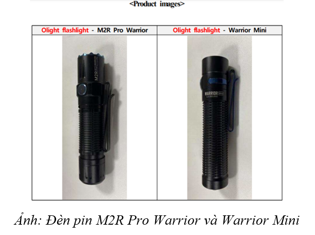 Nguy cơ gây cháy nổ, mất an toàn từ sản phẩm đèn pin M2R Pro Warrior và Warrior Mini 