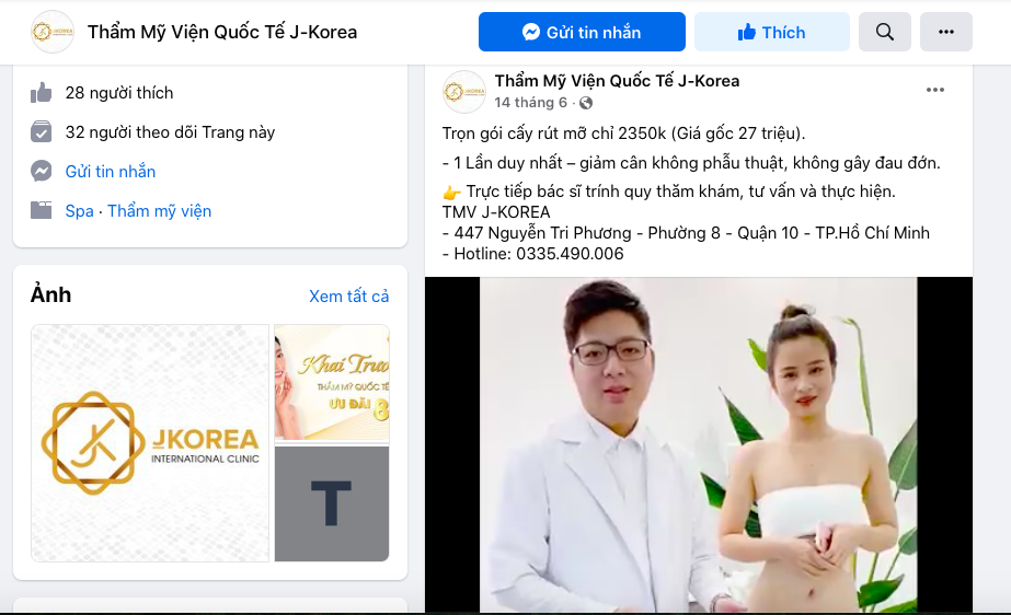 Thẩm mỹ Quốc tế JKOREA bị đình chỉ hoạt động vì khám chữa bệnh không phép