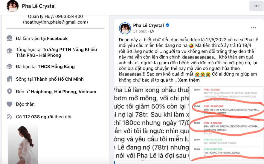 Ca sĩ Pha Lê đấu tố bác sĩ Chiêm Quốc Thái về việc nâng ngực tại Bệnh viện Thẩm mỹ Việt Mỹ