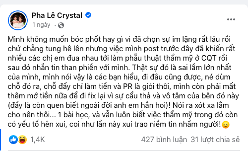 Ca sĩ Pha Lê đấu tố bác sĩ Chiêm Quốc Thái về việc nâng ngực tại Bệnh viện Thẩm mỹ Việt Mỹ