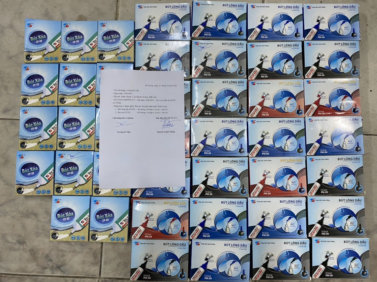 Thu giữ lô bút giả mạo nhãn hiệu Thiên Long tại Hà Giang