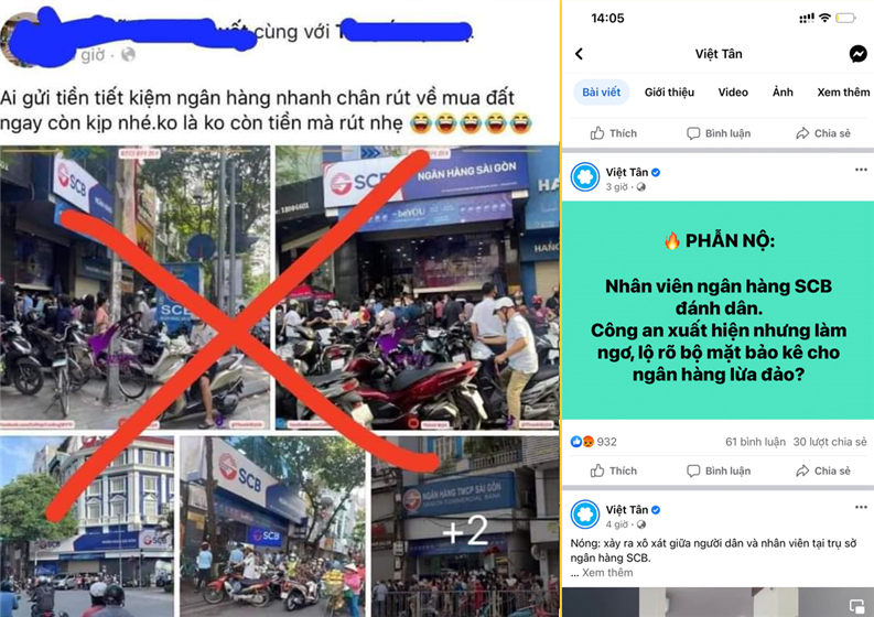 Xử lý nhiều đối tượng cố tình tung tin thất thiệt, gây hoang mang dư luận khiến người dân đồng loạt rút tiền tại SCB