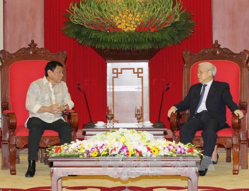 Tổng Bí thư Nguyễn Phú Trọng tiếp Tổng thống Cộng hòa Philippines Rodrigo Duterte