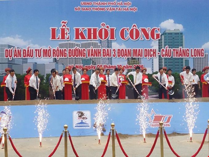 Khởi công dự án đầu tư mở rộng đường vành đai 3, đoạn Mai Dịch - cầu Thăng Long