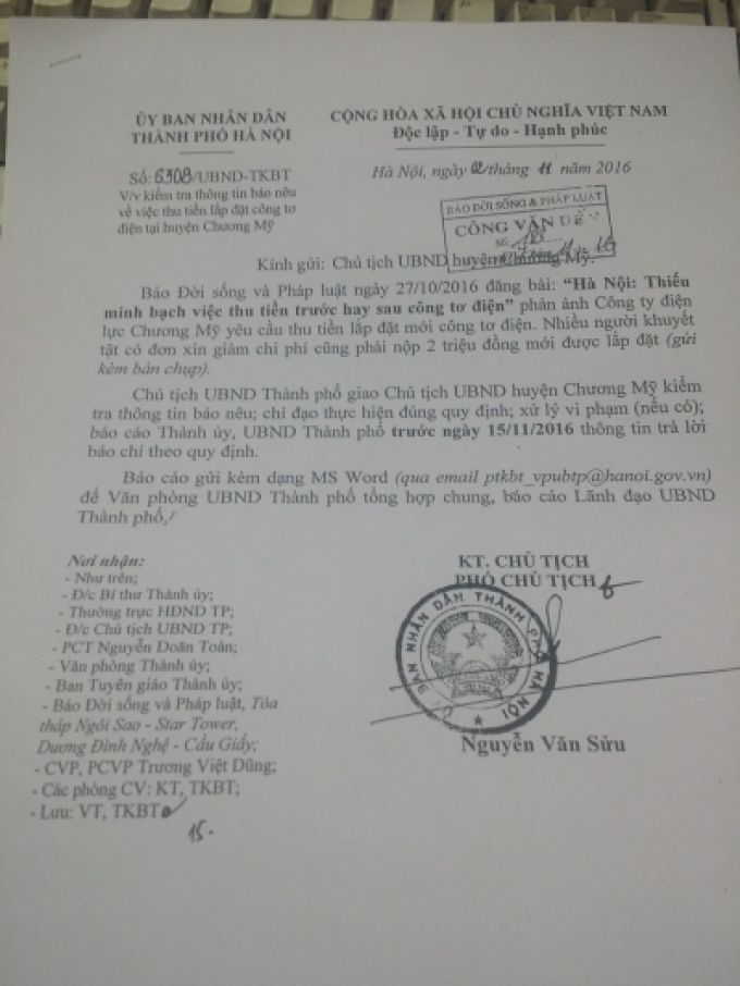 Công văn số 6308/UBND-TKBT.