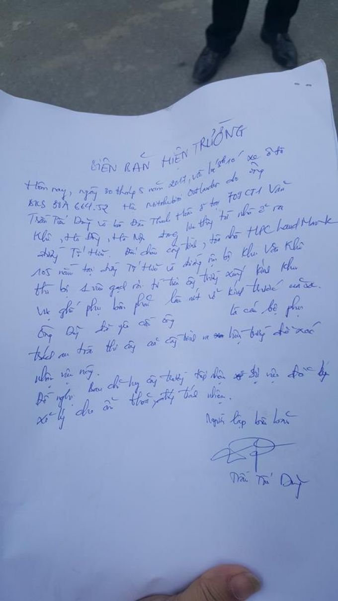 Biên bản sự việc.