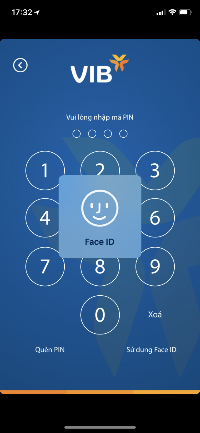 Face ID được ứng dụng cho giao dịch trên ngân hàng di động VIB