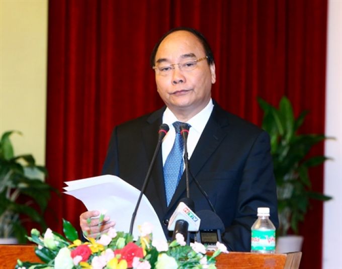 Thủ tướng Nguyễn Xuân Phúc phát biểu. Ảnh: Thống Nhất-TTXVN.
