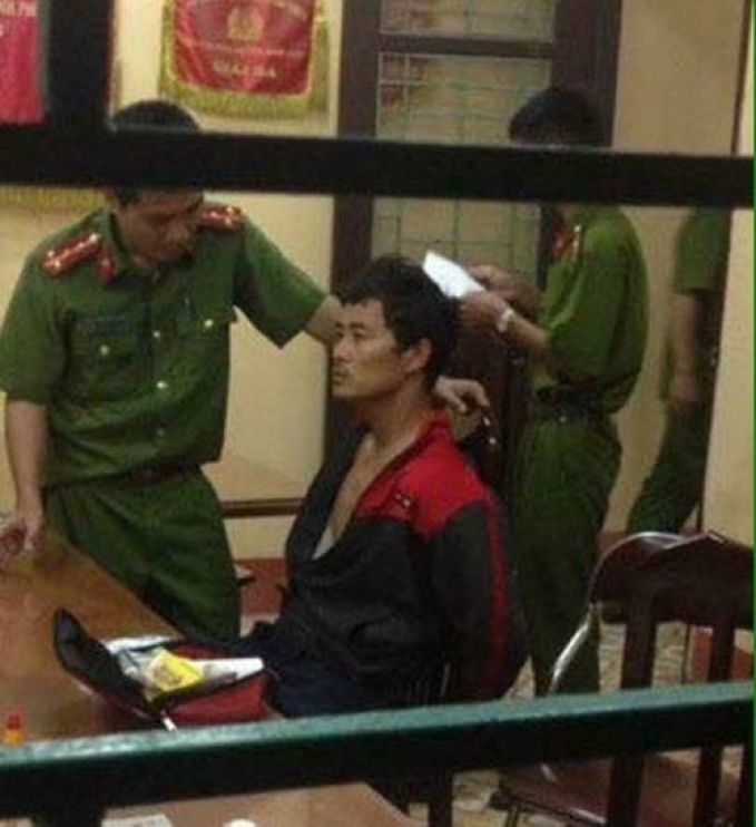 Nghi phạm Hùng tại cơ quan điều tra.