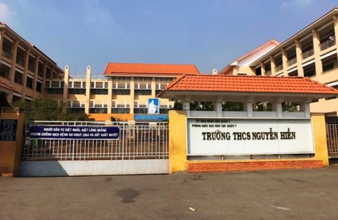 Trường THCS Nguyễn Hiền - nơi xảy ra vụ thầy đánh trò.