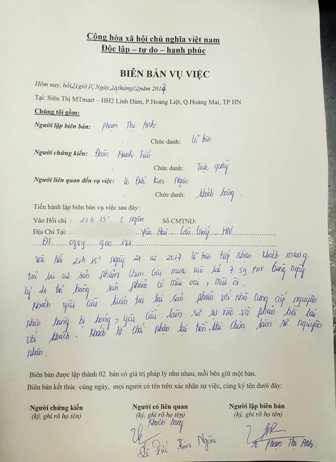 Biên bản được lập vào tối ngày 24/2