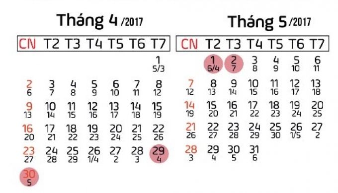 Lịch nghỉ lễ 304 - 15 chính thức
