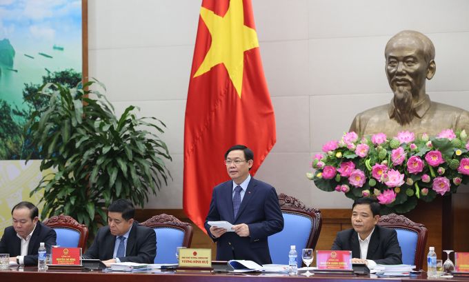 Ph&oacute; Thủ tướng Vương Đ&igrave;nh Huệ ph&aacute;t biểu kết luận Hội nghị. Ảnh: VGP/Th&agrave;nh Chung