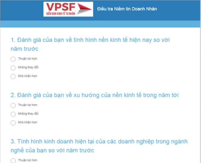 Việt Nam lần đầu tiên khảo sát chỉ số niềm tin của doanh nhân với kinh doanh