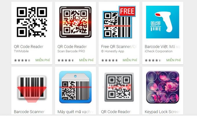 Một số app dùng để quét mã vạch trên smartphone