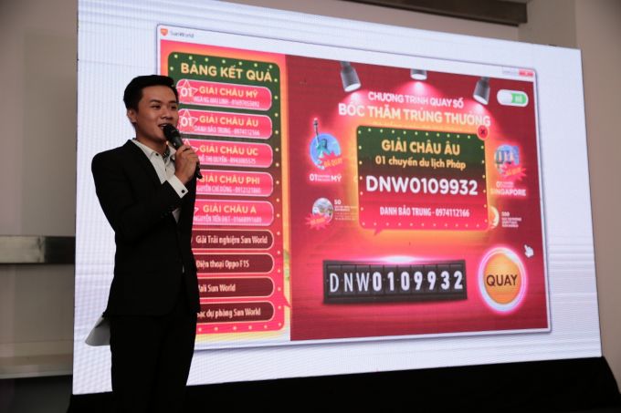 lễ bốc thăm tr&uacute;ng thưởng chương tr&igrave;nh &ldquo;Ngao du 5 ch&acirc;u 4 biển c&ugrave;ng Sun World&rdquo; 
