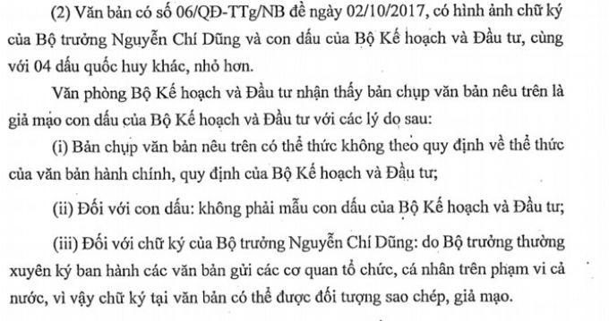 Bộ KH&ĐT th&ocirc;ng b&aacute;o việc bị giả mạo văn bản