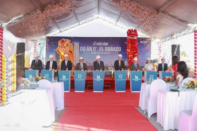 Đại diện Chủ đầu tư v&agrave; c&aacute;c đối t&aacute;c thực hiện nghi thức khởi c&ocirc;ng dự &aacute;n D&rsquo;. El Dorado