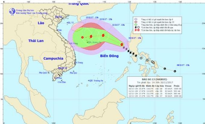 TIN BÃO TRÊN BIỂN ĐÔNG (CƠN BÃO SỐ 13)