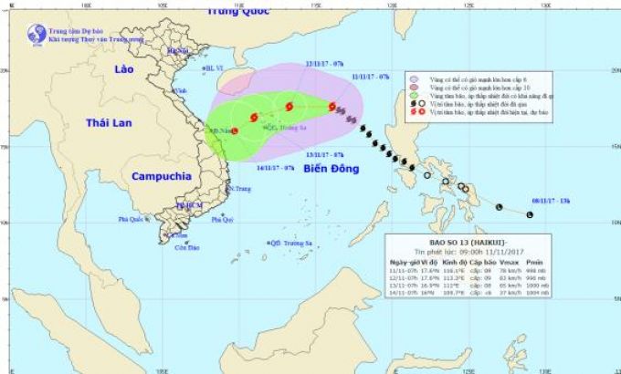 TIN B&Atilde;O TR&Ecirc;N BIỂN Đ&Ocirc;NG (CƠN B&Atilde;O SỐ 13)