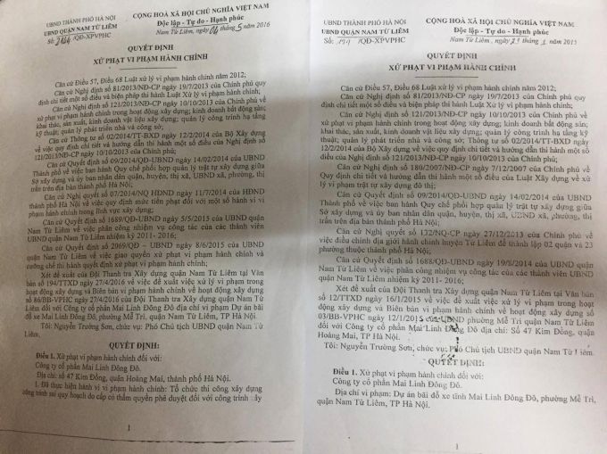 02 Quyết định xử phạt h&agrave;nh ch&iacute;nh của UBND quận Nam Từ Li&ecirc;m c&oacute; nhiều điểm m&acirc;u thuẫn với nhau.