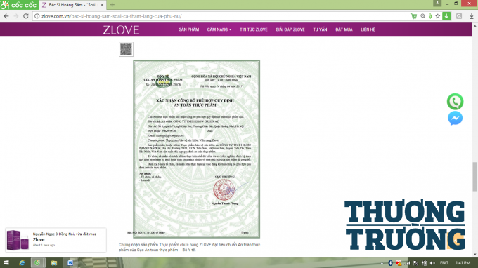 xác nhận công bố phù hợp quy định An toàn thực phẩm số 10855/2017/ATTP-XNCB do cục An toàn thực phẩm (Bộ Y tế) cấp cho Công ty TNHH Grow Green AZ