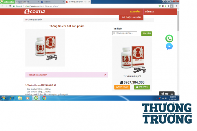 Sản phẩm Gout AZ được quảng c&aacute;o tr&ecirc;n website goutaz.com