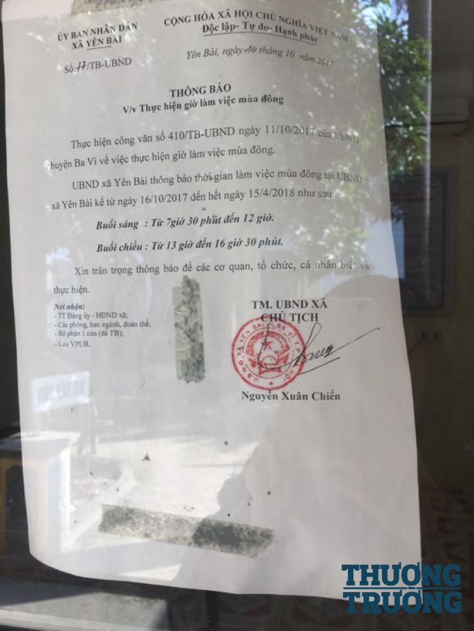 Lịch l&agrave;m việc m&ugrave;a đ&ocirc;ng bắt đầu từ ng&agrave;y 16/10/2017 đến 15/4/2018 tr&ecirc;n to&agrave;n huyện Ba V&igrave;.