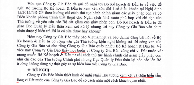 Văn bản được đăng tải tr&ecirc;n website của C&ocirc;ng ty Gia Bảo