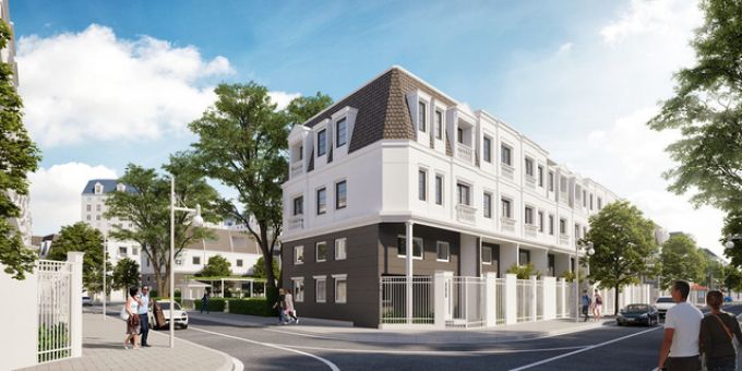 Giai đoạn 1: dự &aacute;n sẽ ch&iacute;nh thức mở b&aacute;n đợt đầu ti&ecirc;n với 147 căn townhouses v&agrave; shophouses